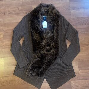 Brown Faux Fur Cardigan